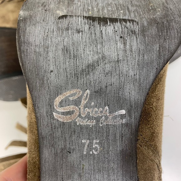 SBICCA Jessa‎ Brown Suede Western Cowgirl Rodeo Leather Fringe Heeled Booties - Picture 11 of 12